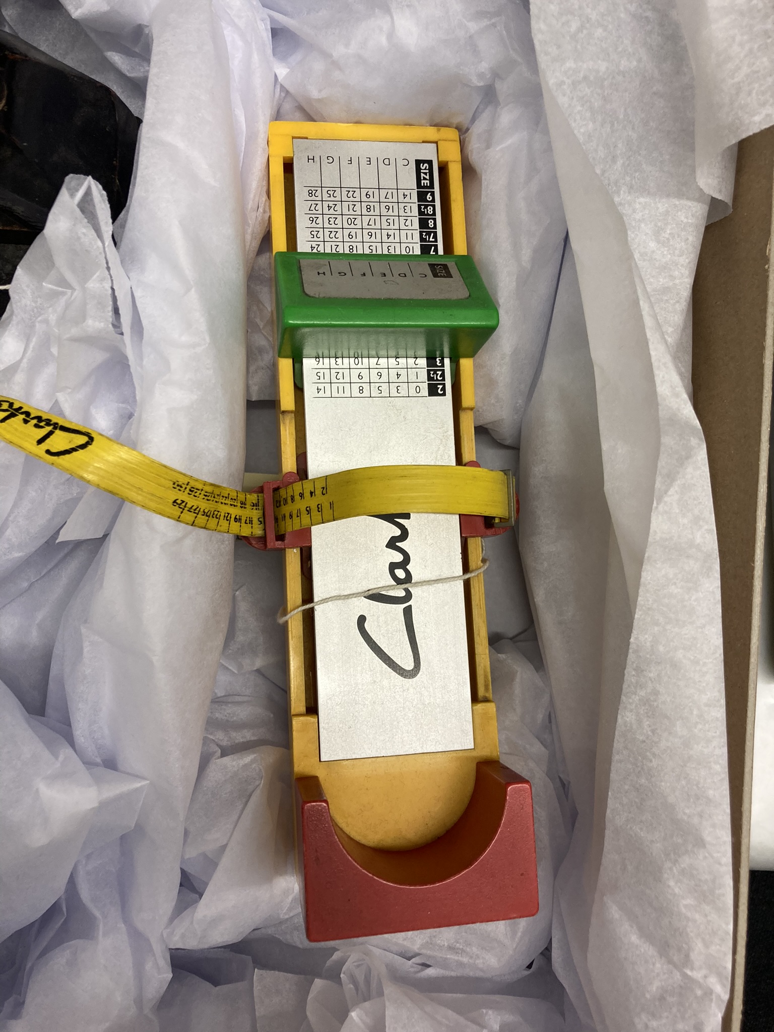 A Clarks' foot measuring machine in the archive